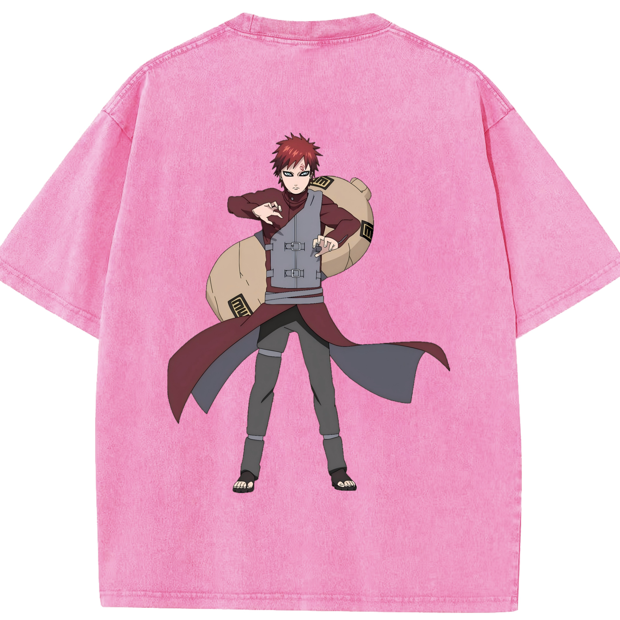 （画像用） NARUTO -ナルト- ガアラ Gaara 綿100% ヴィンテージ風 半袖Tシャツ（背面プリント）